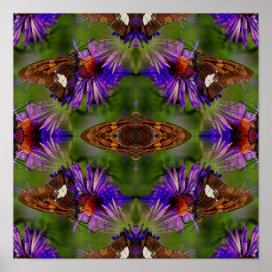 Poster Borboleta Na Abstrato De Arte Da Natureza Da Flor