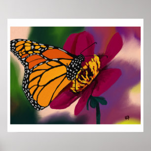 Póster Borboleta na flor