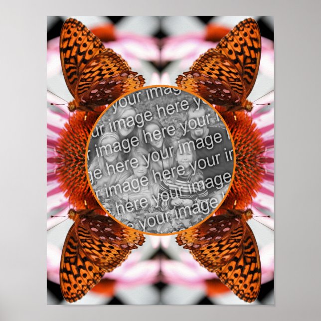 Poster Borboleta Na Moldura Da Flor Crie Sua Própria Foto (Frente)