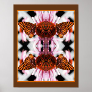 Poster Borboleta no Abstrato do Coneflower