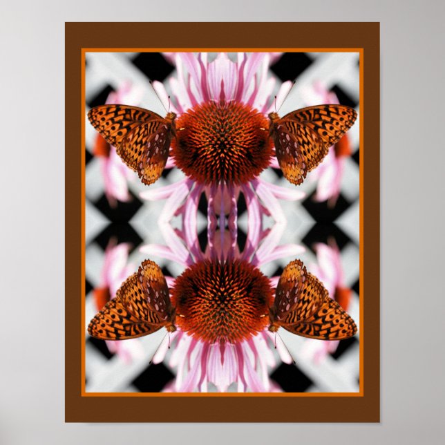 Poster Borboleta no Abstrato do Coneflower (Frente)