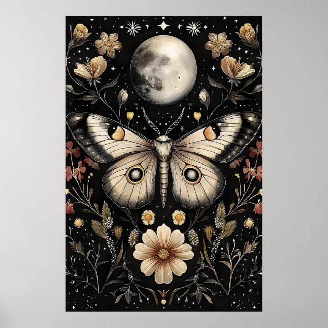 Poster Borboleta No Jardim De Flores Escuras Da Lua, Mari (Frente)