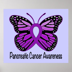 Poster Borboleta pancreático da consciência da esperan