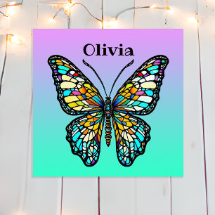 Poster Borboleta Personalizada de Vidro Colorido