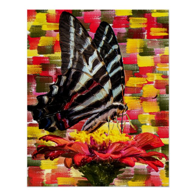 Póster Borboleta pousa na flor (Frente)