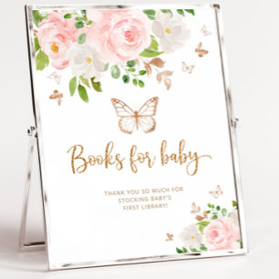 Poster Borboleta rosa embebida em água Livros para bebê