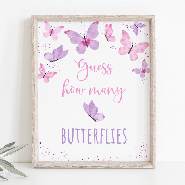 Poster Borboleta rosa púrpura adivinha quantos jogos (Criador carregado)