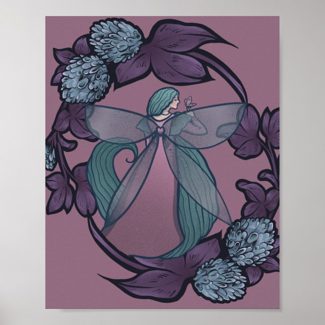 Poster Borboleta Roxa Deusa das Fadas Arte (Frente)