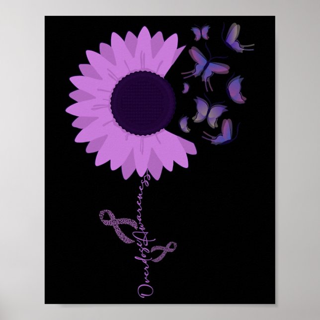Poster Borboleta Roxo Fita Girassol (Frente)