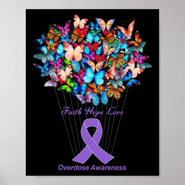 Poster Borboleta Roxo Fita Roxo Awarene Sobredosagem de G (Frente)