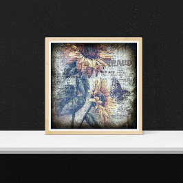 Poster Borboleta Rústica De Girassol