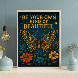 Poster Borboleta Seja Sua Própria Espécie Motivacional Li