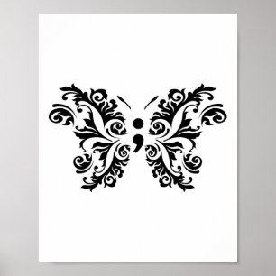 Poster Borboleta Semicolon Prevenção de Consciência Suici