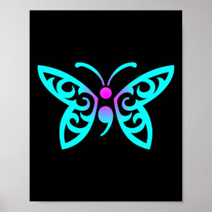 Poster Borboleta Semicolon Warrior e Prevenção ao Suicídi