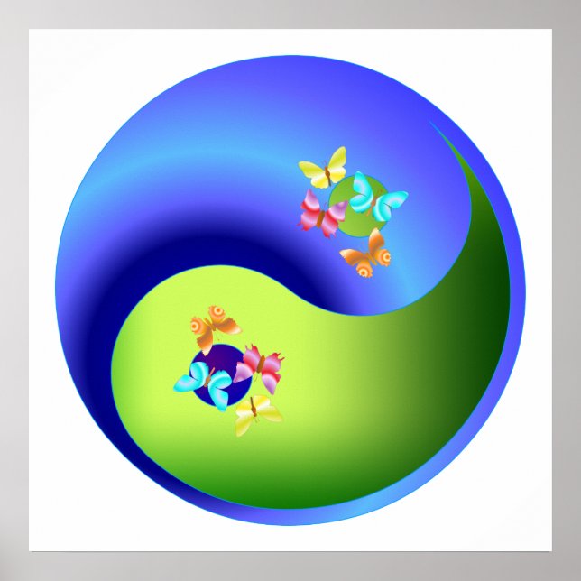 Póster Borboleta Yin Yang (Frente)