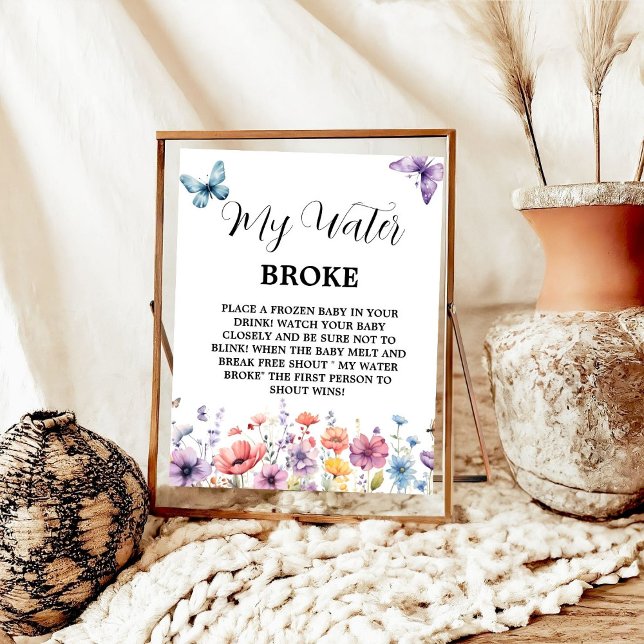 Poster Borboletas água quebrada sinal de jogo de Chá de f (Criador carregado)