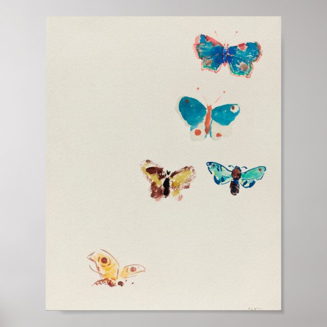 Poster Borboletas azuis de safena. Odilon Redon (Frente)