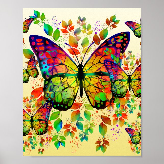 POSTER BORBOLETAS COLORIDAS DA PRIMAVERA NATUREZA (Frente)