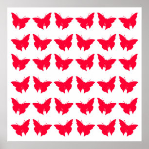 Póster Borboletas corajosas do vermelho