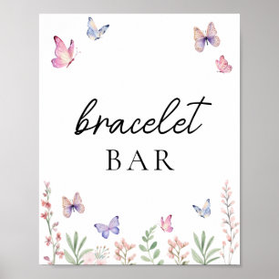 Poster Borboletas de Aquarela Jogos Bar Buffet Sinal de M