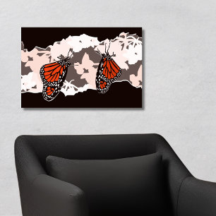 Poster Borboletas de Monarca se alimentando de flores de