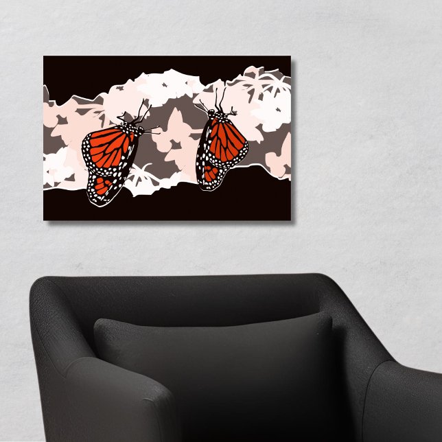 Poster Borboletas de Monarca se alimentando de flores de  (Monarch Butterflies Feeding on Swan Plant Blooms Poster)