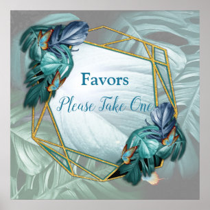 Poster Borboletas de Paraíso/Turquesa Tropical Splash