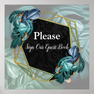 Poster Borboletas de Paraíso/Turquesa Tropical Splash