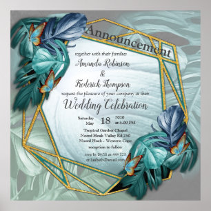 Poster Borboletas de Paraíso/Turquesa Tropical Splash