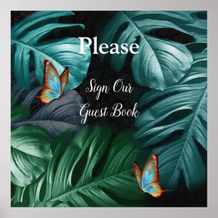 Poster Borboletas de Paraíso/Turquesa Tropical Splash