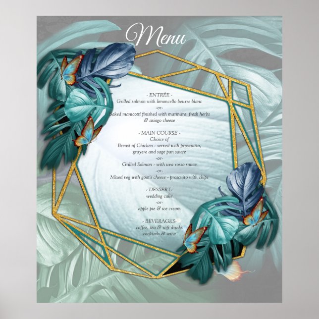 Poster Borboletas de Paraíso/Turquesa Tropical Splash (Frente)