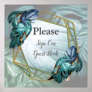 Poster Borboletas de Paraíso/Turquesa Tropical Splash