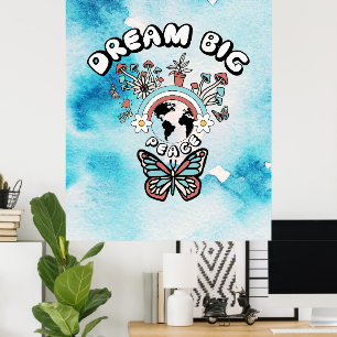 Poster Borboletas e Cogumelos Sonham Grande inspo positiv