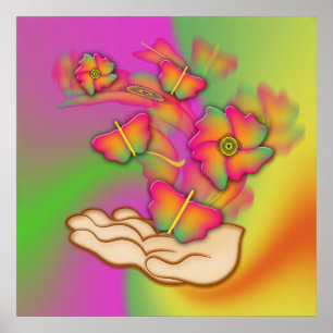 Poster Borboletas e flores