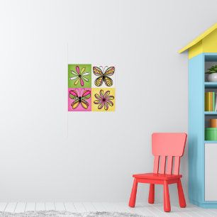 Poster Borboletas e Flores da Pop Art