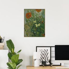 Póster Borboletas e Papoulas por Vincent van Gogh