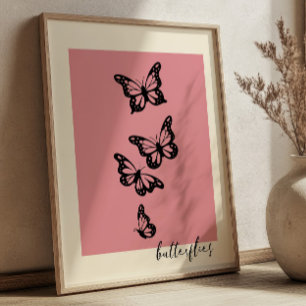 Poster Borboletas Elegantes na Arte Minimalista Moderna R
