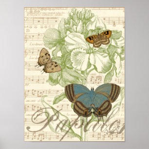 Poster Borboletas em Música Planeta com Design Floral