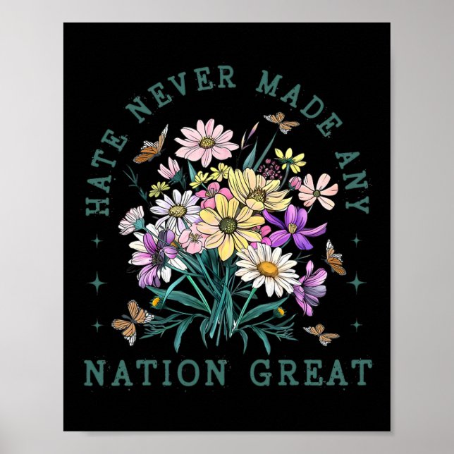 Poster Borboletas Florais Anti Trump Democrata Presidente (Frente)