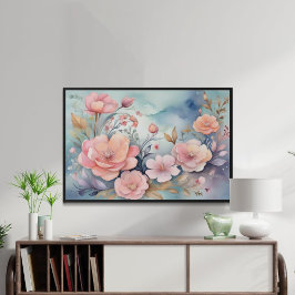 Poster Borboletas Florais Elegante Arte Aquarela