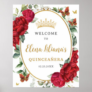 Poster Borboletas Florais Quinceañera Bem-vindos