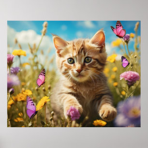Poster *~* Borboletas Flores Gatinha 5:4  Gatito Gato AP6