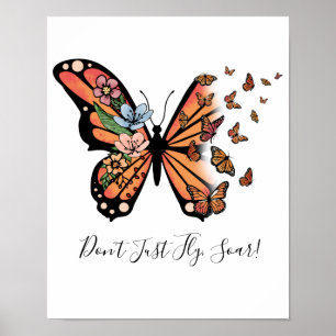 Poster Borboletas Flores Motivacional Inspirador 
