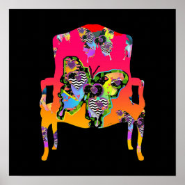 Poster Borboletas Flutuantes Vintage