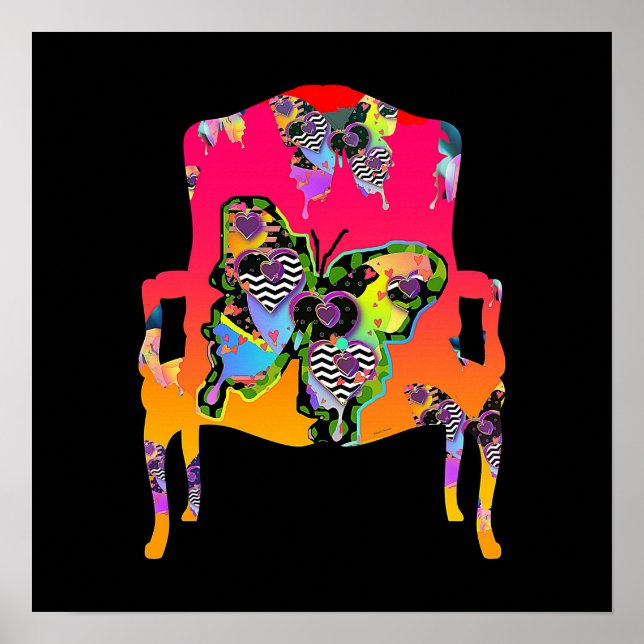 Poster Borboletas Flutuantes Vintage (Frente)