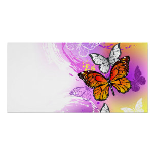 Póster Borboletas Monarcas em Fundo Roxo