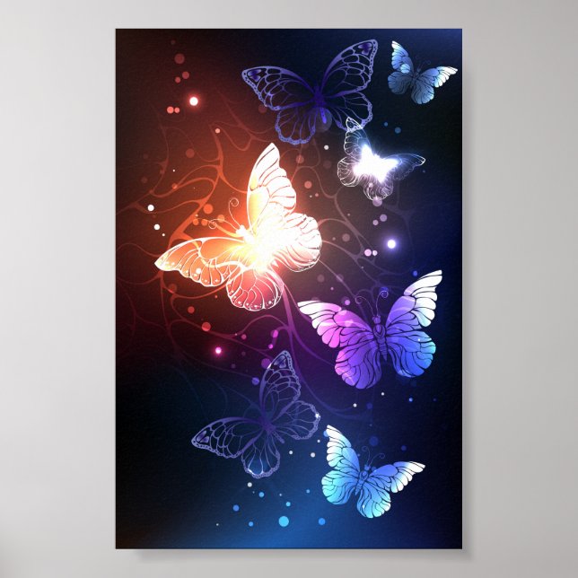 Poster Borboletas noturnas brilhantes (Frente)