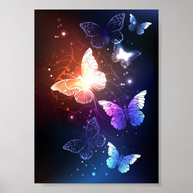 Poster Borboletas noturnas brilhantes (Frente)