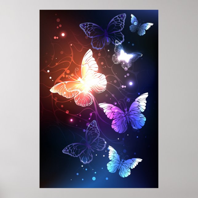 Poster Borboletas noturnas brilhantes (Frente)