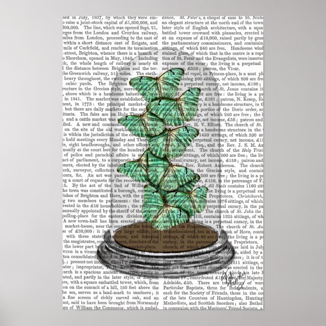 Póster Borboletas verdes na barra (Frente)